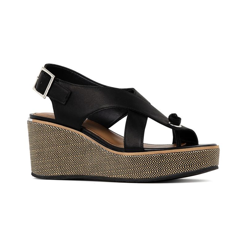 Donald Pliner Alanee01 Leather Slingback Wedge Sandal, Black